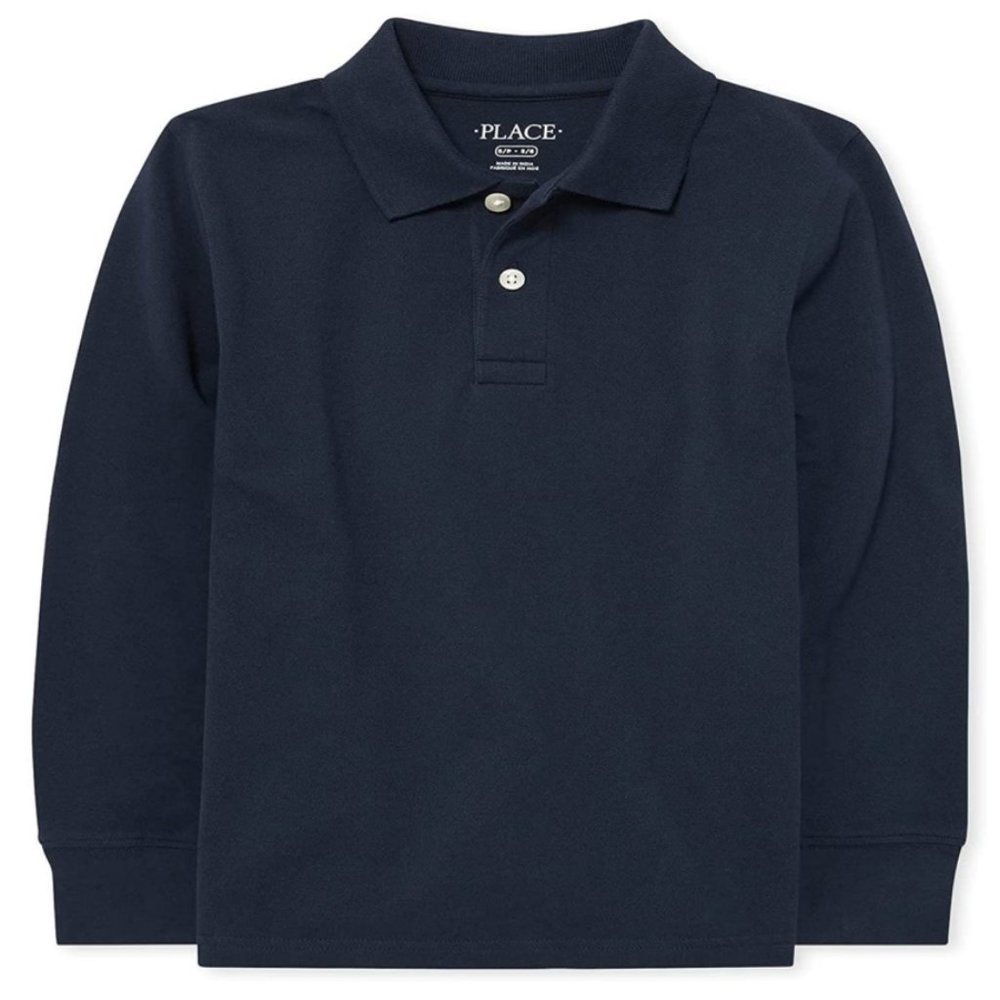 The Children's Place Toddler Uniform Long Sleeve Pique Polo - Nautico